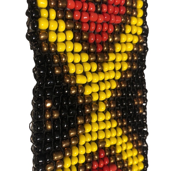 Beaded Belt, Southwestern, Carved Wood Buckle, Adjustable, Elastic, Stretchy - Picture 14 of 17